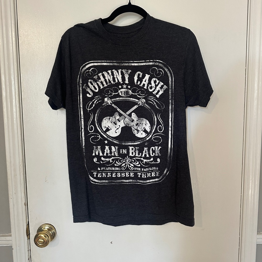 Johnny Cash Man in Black T Shirt Mens Music Legend Country Rock Graphic‎ Tee